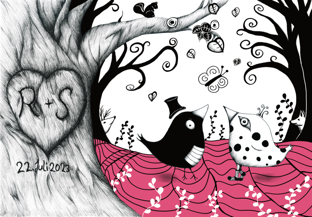 Dieses Bild zeigt die Vorderseite unserer Hochzeitseinladungen.