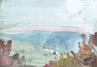 Abstraktes Landschaftsbild, Aquarell und Tusche