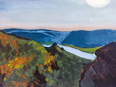 Landschaftsbild, Wachau, Gouache/Tempera