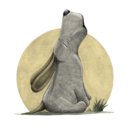Süße Illustration eines heulenden Hundes, digital koloriert.