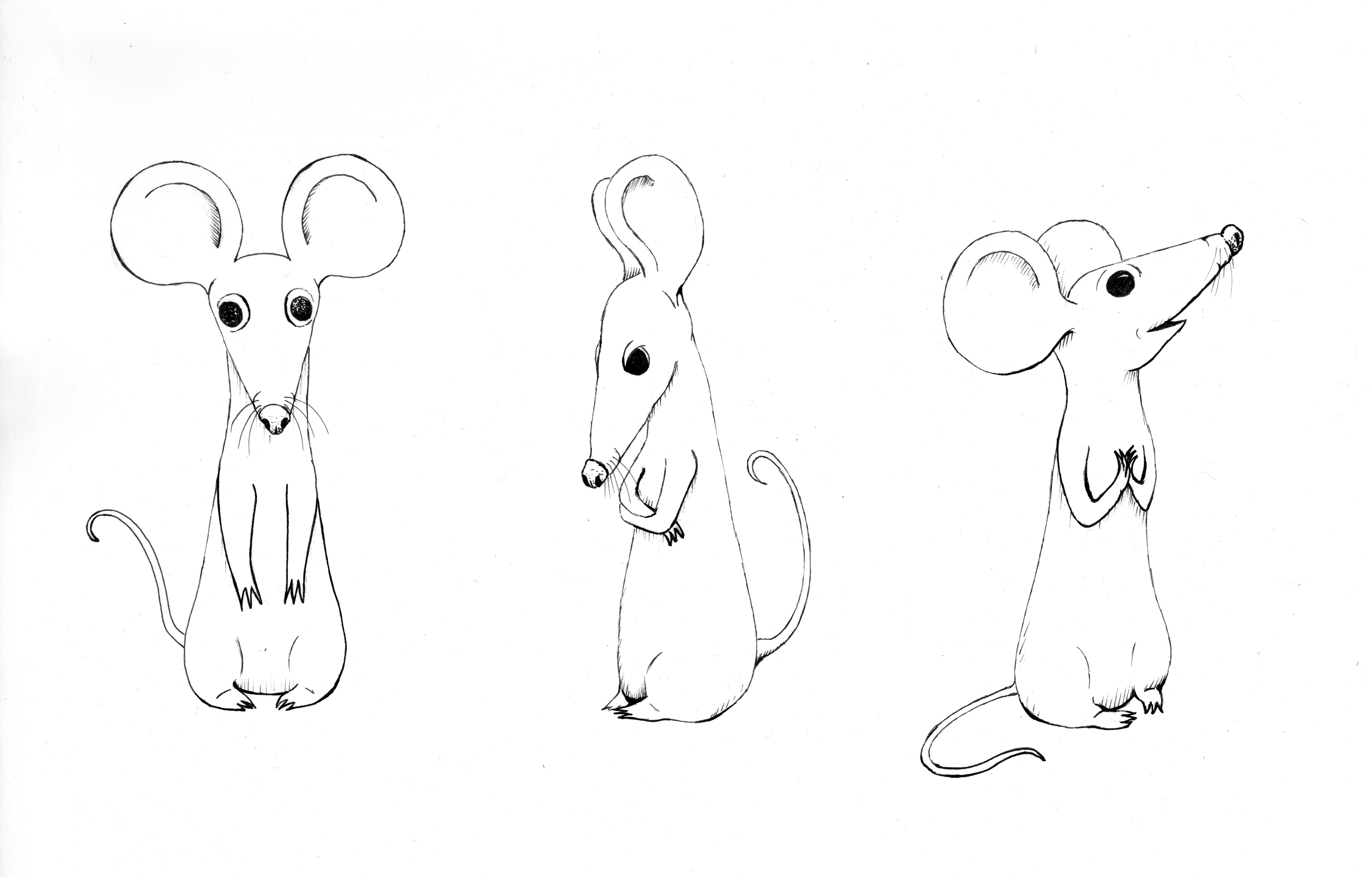 Charakterstudie "Maus" in Tusche